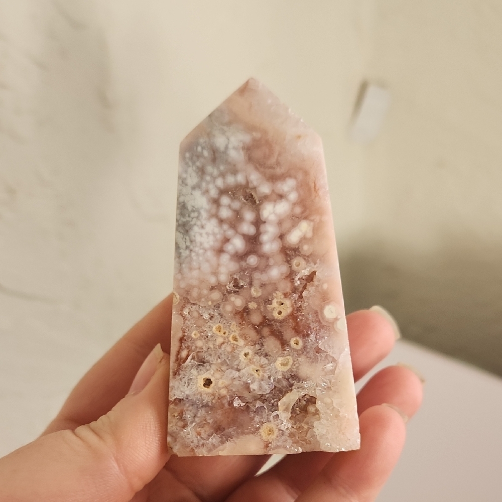 Pink Amethyst And Flower Agate Tower